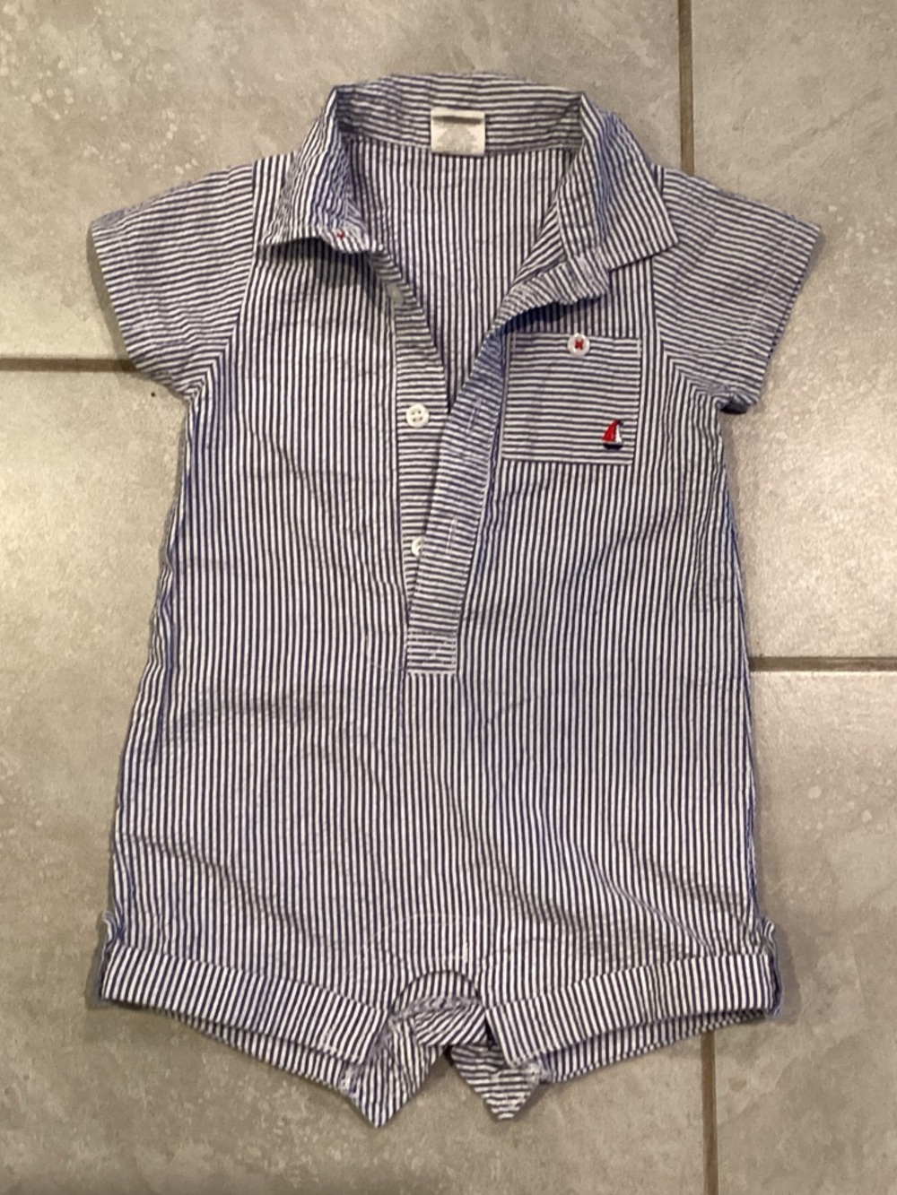 Starting Out Navy and White Striped Baby Romper